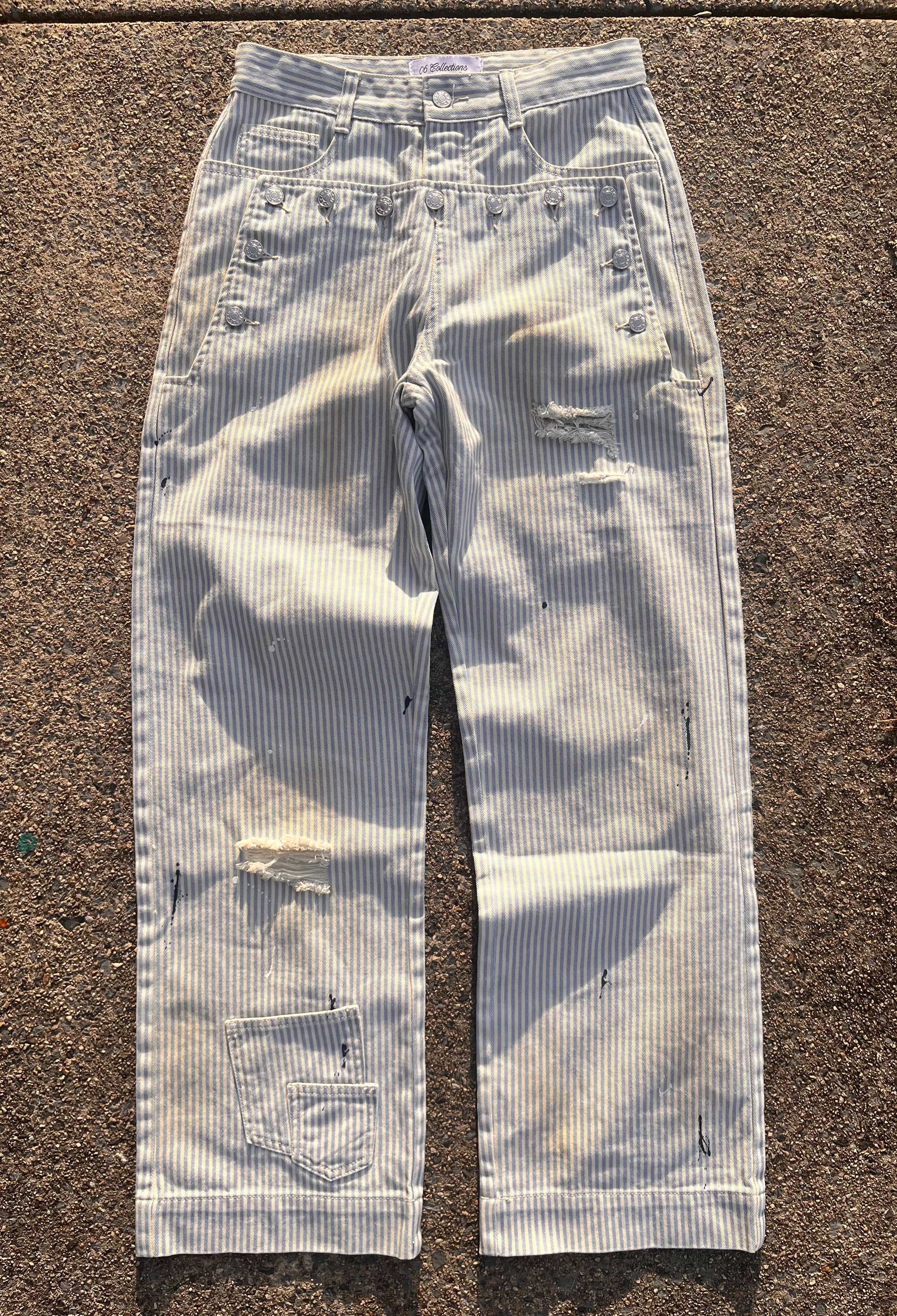 pinstripe baggy denim